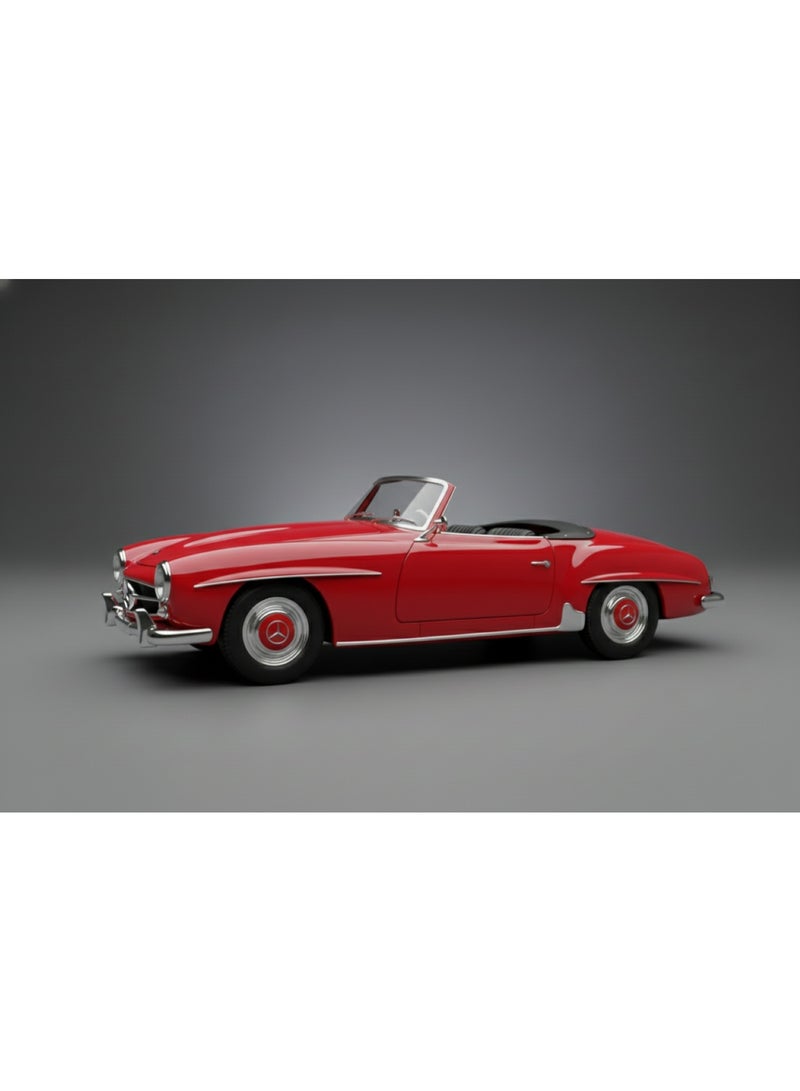 Welly Vintage 1:24 Scale Mercedes-Benz 190 SL Roadster Die-Cast - Classic Red Convertible Heritage Model - Image 3